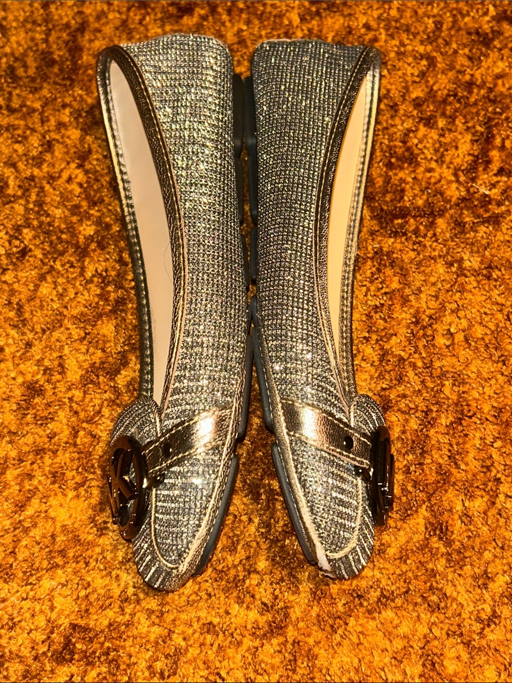 Michael Kors Silver Glitter MK Medallion Flats - Picture 5 of 6